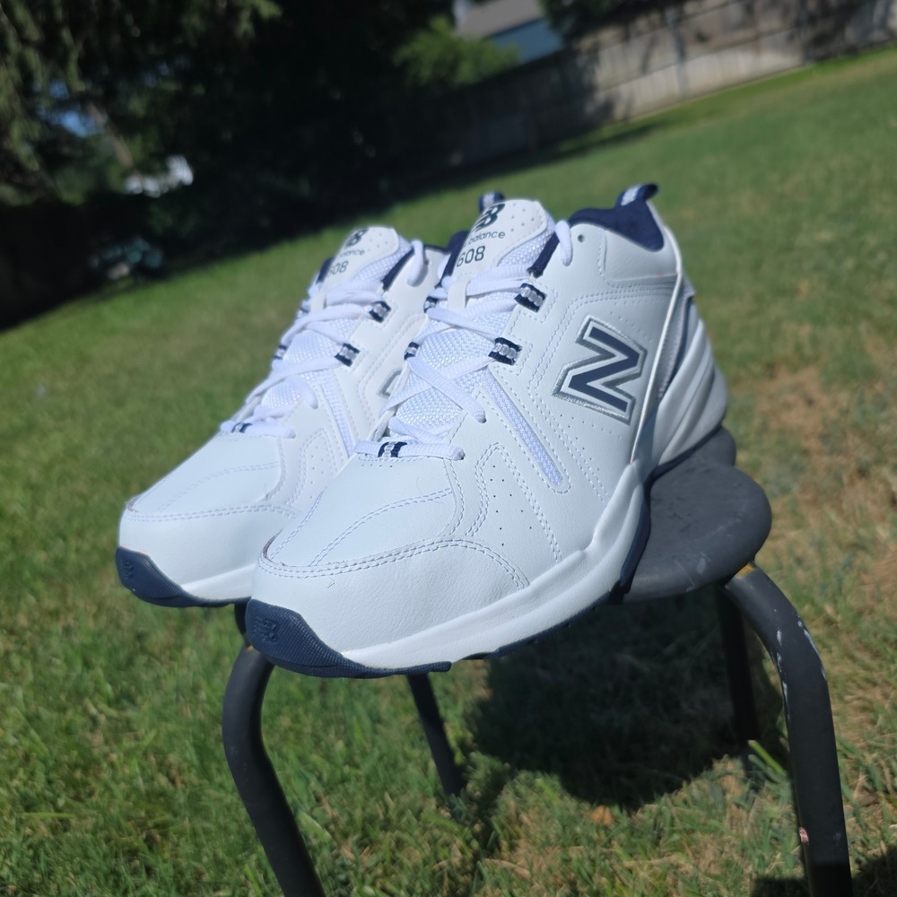 New Balance 608 Mens Training Shoes White Navy Blue Sneakers MX608WN5 V5